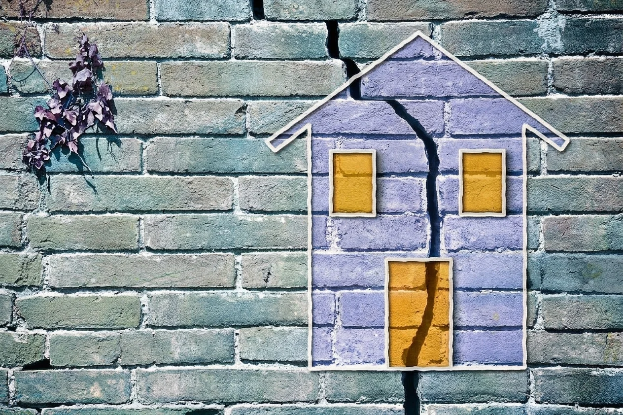 Maison avec mur fissuré — les classes moyennes propriétaires, premières victimes du RGA